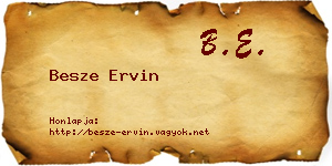 Besze Ervin névjegykártya